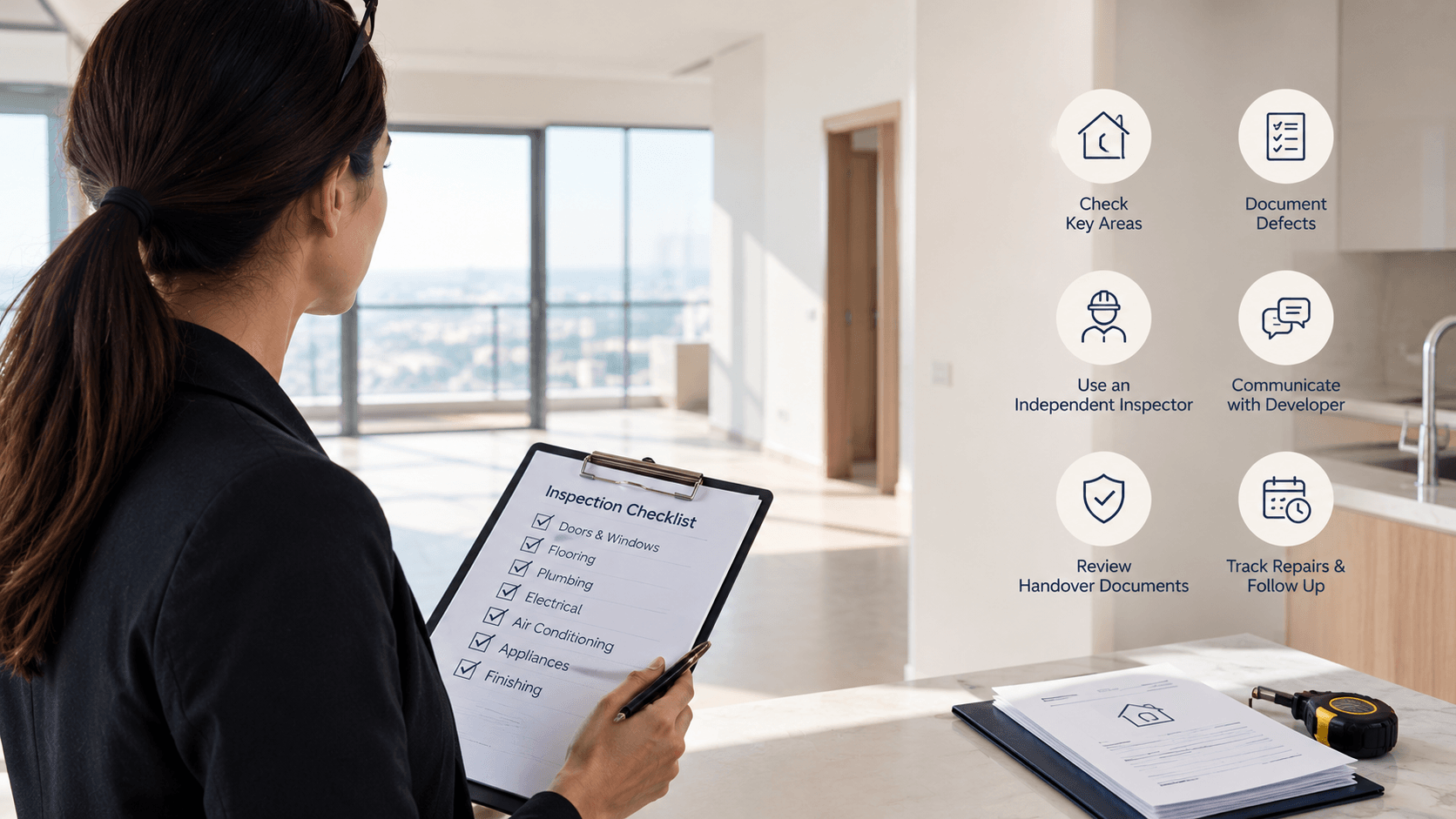 Dubai apartment handover inspection checklist for overseas property buyers.